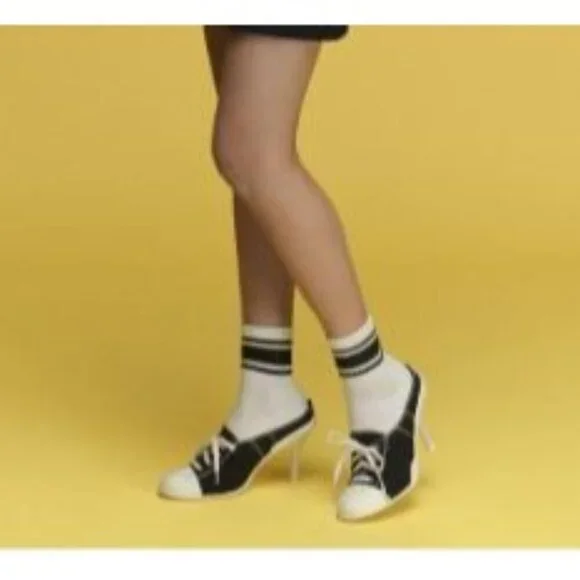 Jeffrey Campbell Women's Shoes Sneaker Heels Black White Slip On Mules 5.5 - Picture 1 of 10